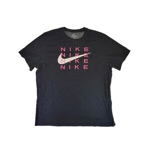Nike Dri Fit Black Tee Shirt Graphic Logo Athleisure Mens XL‎